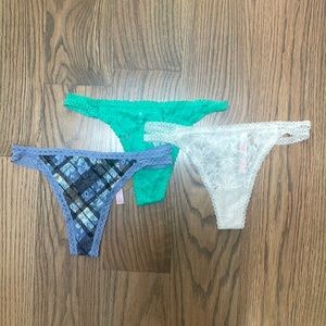 Lot of 3 NWT Victoria’s Secret Pink lace thongs size small